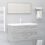 Set mobilier de baie, 2 piese, gri beton, PAL  GartenMobel Dekor