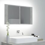 Dulap de baie cu oglindă & LED, gri beton, 80x12x45 cm acril GartenMobel Dekor