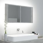 Dulap de baie cu oglindă & LED, gri beton, 90x12x45 cm acril GartenMobel Dekor