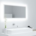 Oglindă de baie cu LED, alb, 90x8,5x37 cm, acril GartenMobel Dekor