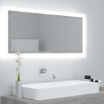 Oglindă de baie cu LED, gri beton, 100x8,5x37 cm, acril GartenMobel Dekor