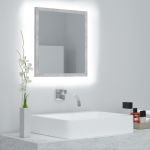 Oglindă de baie cu LED, gri beton, 40x8,5x37 cm, acril GartenMobel Dekor