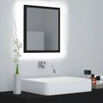Oglindă de baie cu LED, negru, 40x8,5x37 cm, acril GartenMobel Dekor