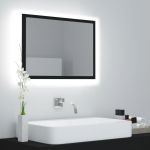 Oglindă de baie cu LED, negru, 60x8,5x37 cm, acril GartenMobel Dekor