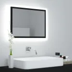 Oglindă de baie cu LED, negru, 60x8,5x37 cm, acril GartenMobel Dekor