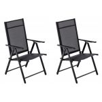 Set 2 scaune gradina/terasa, pliabile, otel, negru, 60x58x100 cm, Chomik GartenVIP DiyLine