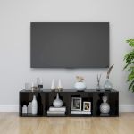 Comode TV, 4 buc., negru extralucios, 37x35x37 cm, PAL  GartenMobel Dekor