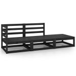 Set mobilier de grădină, 3 piese, negru, lemn masiv de pin GartenMobel Dekor