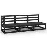 Set mobilier de grădină, 3 piese, negru, lemn masiv de pin GartenMobel Dekor