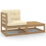 Set mobilier grădină&perne 2 piese, maro miere lemn masiv pin GartenMobel Dekor