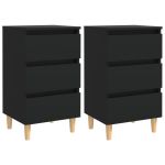 Noptiere cu picioare lemn masiv, 2 buc., negru, 40x35x69 cm GartenMobel Dekor
