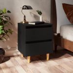 Noptiere cu picioare lemn masiv pin, 2 buc., negru, 40x35x50 cm GartenMobel Dekor