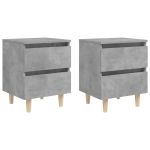 Noptiere cu picioare lemn masiv pin 2 buc. gri beton 40x35x50cm GartenMobel Dekor