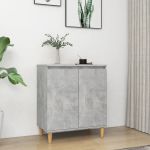 Servantă & picioare lemn masiv, gri beton, 60x35x70 cm, PAL GartenMobel Dekor