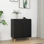 Servantă cu picioare din lemn masiv, negru, 60x35x70 cm, PAL GartenMobel Dekor