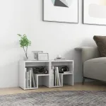 Noptiere, 2 buc., alb extralucios, 40x30x40 cm, lemn prelucrat GartenMobel Dekor