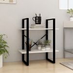 Bibliotecă cu 2 rafturi, alb ,60x30x70 cm, lemn masiv de pin GartenMobel Dekor
