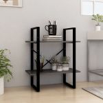 Bibliotecă cu 2 rafturi, gri, 60x30x70 cm, lemn masiv de pin GartenMobel Dekor