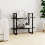 Bibliotecă cu 2 rafturi, negru, 80x30x70 cm, PAL GartenMobel Dekor