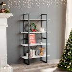 Bibliotecă cu 4 rafturi, alb, 80x30x140 cm, PAL GartenMobel Dekor