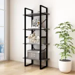 Bibliotecă cu 4 rafturi, gri, 60x30x140 cm, lemn masiv de pin GartenMobel Dekor