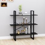 Bibliotecă cu 3 rafturi, negru, 100x30x105 cm, lemn masiv pin GartenMobel Dekor