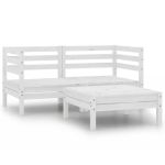 Set mobilier de grădină, 3 piese, alb, lemn masiv de pin GartenMobel Dekor
