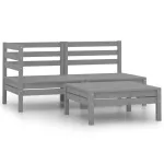 Set mobilier de grădină, 3 piese, gri, lemn masiv de pin GartenMobel Dekor
