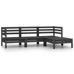Set mobilier de grădină, 4 piese, negru, lemn masiv de pin GartenMobel Dekor