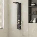 Sistem panou de duș din aluminiu, negru   GartenMobel Dekor