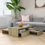 Set măsuțe de cafea suprapuse stejar sonoma 100x100x26,5 cm PAL GartenMobel Dekor