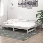 Pat extensibil de zi, alb, 2x(90x200) cm, lemn masiv de pin GartenMobel Dekor