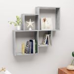 Raft de perete de cub, gri beton, 80x15x78,5 cm, PAL GartenMobel Dekor