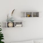 Rafturi de perete, 2 buc., gri beton, 75x18x20 cm, lemn GartenMobel Dekor