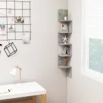 Raft de perete pentru colț, gri beton, 20x20x127,5 cm , PAL GartenMobel Dekor