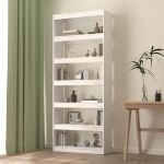Bibliotecă/Separator cameră, alb, 80x30x199,5 cm lemn masiv pin GartenMobel Dekor