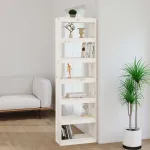 Bibliotecă/Separator cameră alb 60x30x199,5 cm lemn masiv pin GartenMobel Dekor