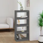 Bibliotecă/Separator cameră gri, 60x30x135,5 cm, lemn masiv pin GartenMobel Dekor