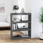 Bibliotecă/Separator cameră gri, 80x30x103,5 cm lemn masiv pin GartenMobel Dekor