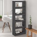 Bibliotecă/Separator cameră,gri, 80x30x167,5 cm, lemn masiv pin GartenMobel Dekor