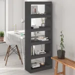 Bibliotecă/Separator cameră,gri, 80x30x167,5 cm, lemn masiv pin GartenMobel Dekor