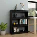 Bibliotecă/Separator cameră, negru, 100x30x103 cm, lemn de pin GartenMobel Dekor