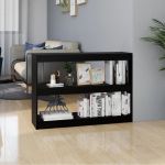 Bibliotecă/Separator cameră, negru, 100x30x71,5 cm, lemn de pin GartenMobel Dekor