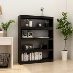 Bibliotecă/Separator cameră negru 100x30x135,5 cm lemn de pin GartenMobel Dekor