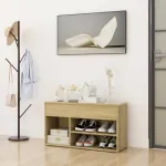 Bancă pentru pantofi stejar fumuriu 80x30x45 cm lemn prelucrat GartenMobel Dekor