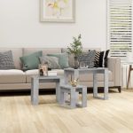 Mese suprapuse, 3 buc., gri beton, lemn compozit GartenMobel Dekor