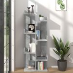 Bibliotecă, gri beton, 48x25,5x140 cm, PAL GartenMobel Dekor