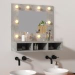 Dulap cu oglindă și LED, gri beton, 60x31,5x62 cm GartenMobel Dekor