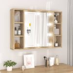 Dulap cu oglindă și LED, stejar sonoma, 76x15x55 cm GartenMobel Dekor