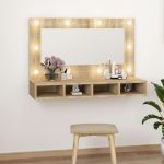 Dulap cu oglindă și LED, stejar sonoma, 90x31,5x62 cm GartenMobel Dekor
